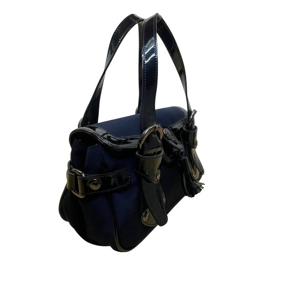 Stuart Weitzman Women’s Blue Patent Leather Accent Tassel Buckle Detail Tote - Picture 4 of 12